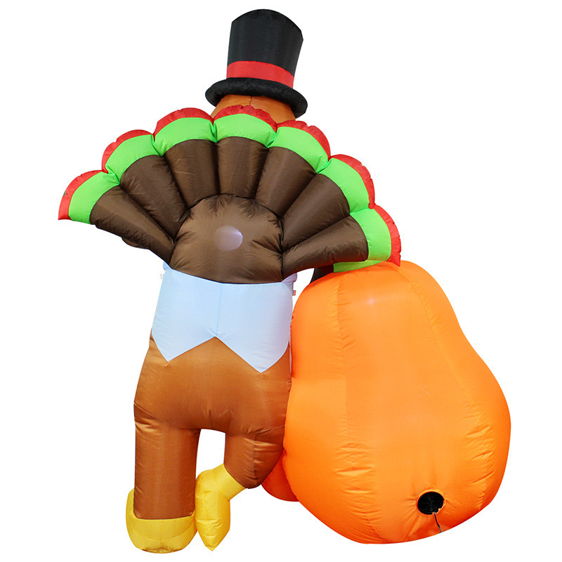 New Arrivals 6.56 Foot Tall Happy Thanksgiving Inflatable Turkey with Pilgrim Hat Outdoor   Thanksgiving Blow up Decor for Yard