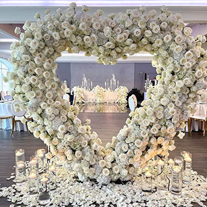 Dropship Round/Square Tube Heart Shape Balloon Arch Frame 6.7Ft Wedding Arch Balloon Arch Stand with Base for Wedding Ceremony