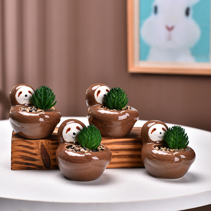 Wholesale Sloth Flower Pots Cute Small Plant Pots Succulent Animal Planters Indoor Gardening Planters Home Decor Sloth Gifts