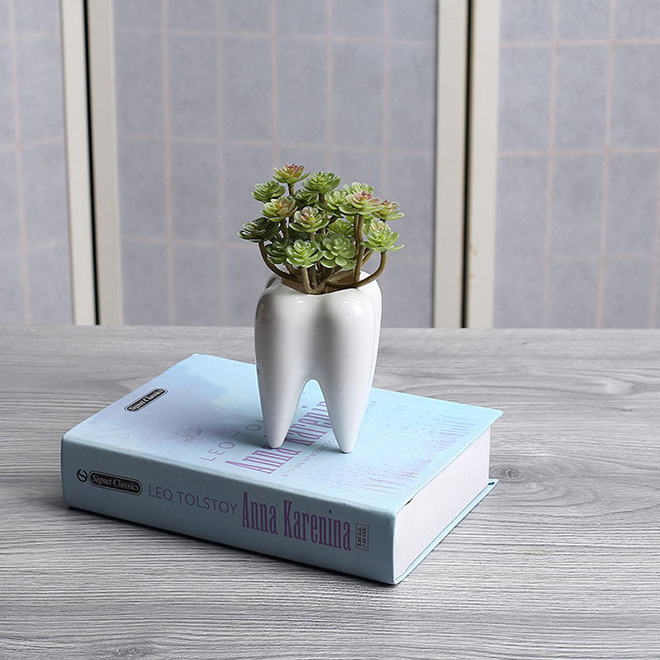 Wholesale Mini White Ceramic Planter Pots Modern Style Pen Holder for Succulents Herbs Cactus Small Plants Containers