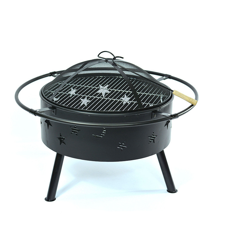 Dropshipping Fire Pit 23.5 Inch Wood Burning Round Bonfire Pit BBQ Grill for Outside Patio Back Yard