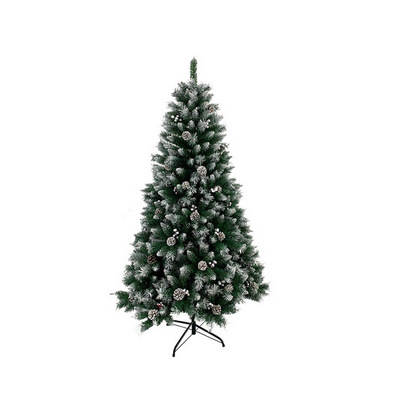 Hot Selling 7 Feet Snow Flocked Premium Spruce Hinged Artificial Christmas Tree 750 Branch Tips with Pine Cones Red Berries