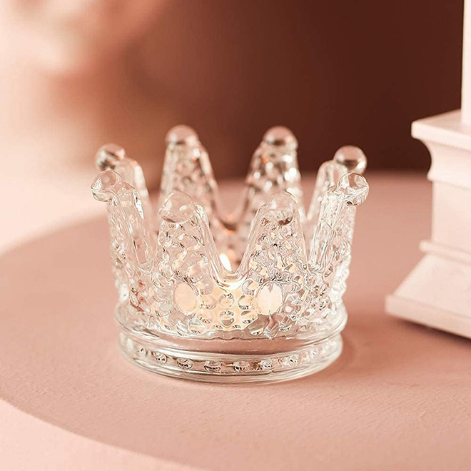 HOT Glass Crown Candle Holders Tealight Candle Holder Votive Candle Holder Glass Ashtray Table Centerpiece for Party Decor