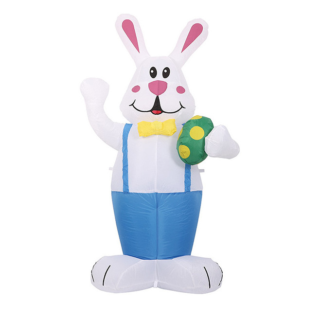 HOT Giant Bunny Easter Inflatables Outdoor Decor Lighted Blow up Rabbit Holds Easter Eggs with Stakes LED Light Easter Decor