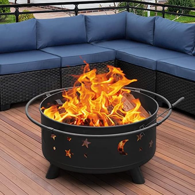 Dropshipping Fire Pit 23.5 Inch Wood Burning Round Bonfire Pit BBQ Grill for Outside Patio Back Yard