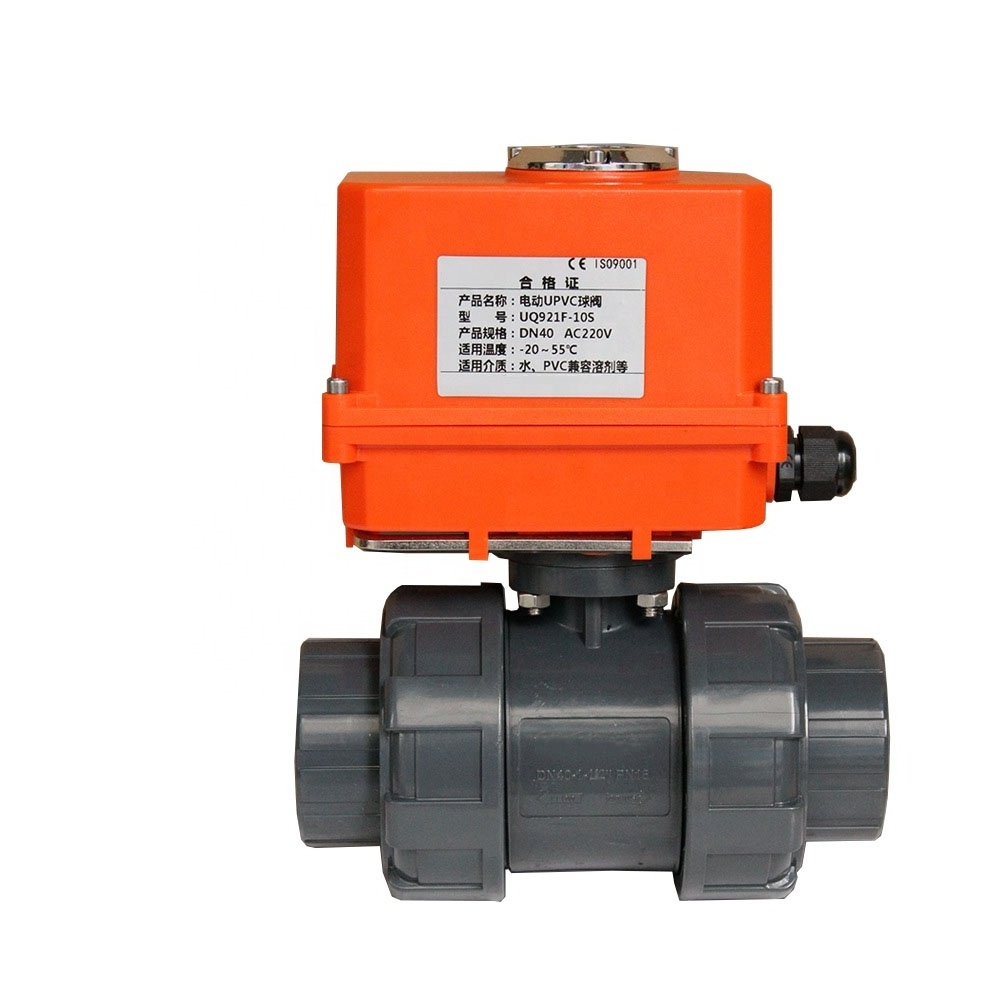 Electric UPVC ball valve motorized control 220V plastic water valve 2 way motor motorized pvc valve electric actuator control