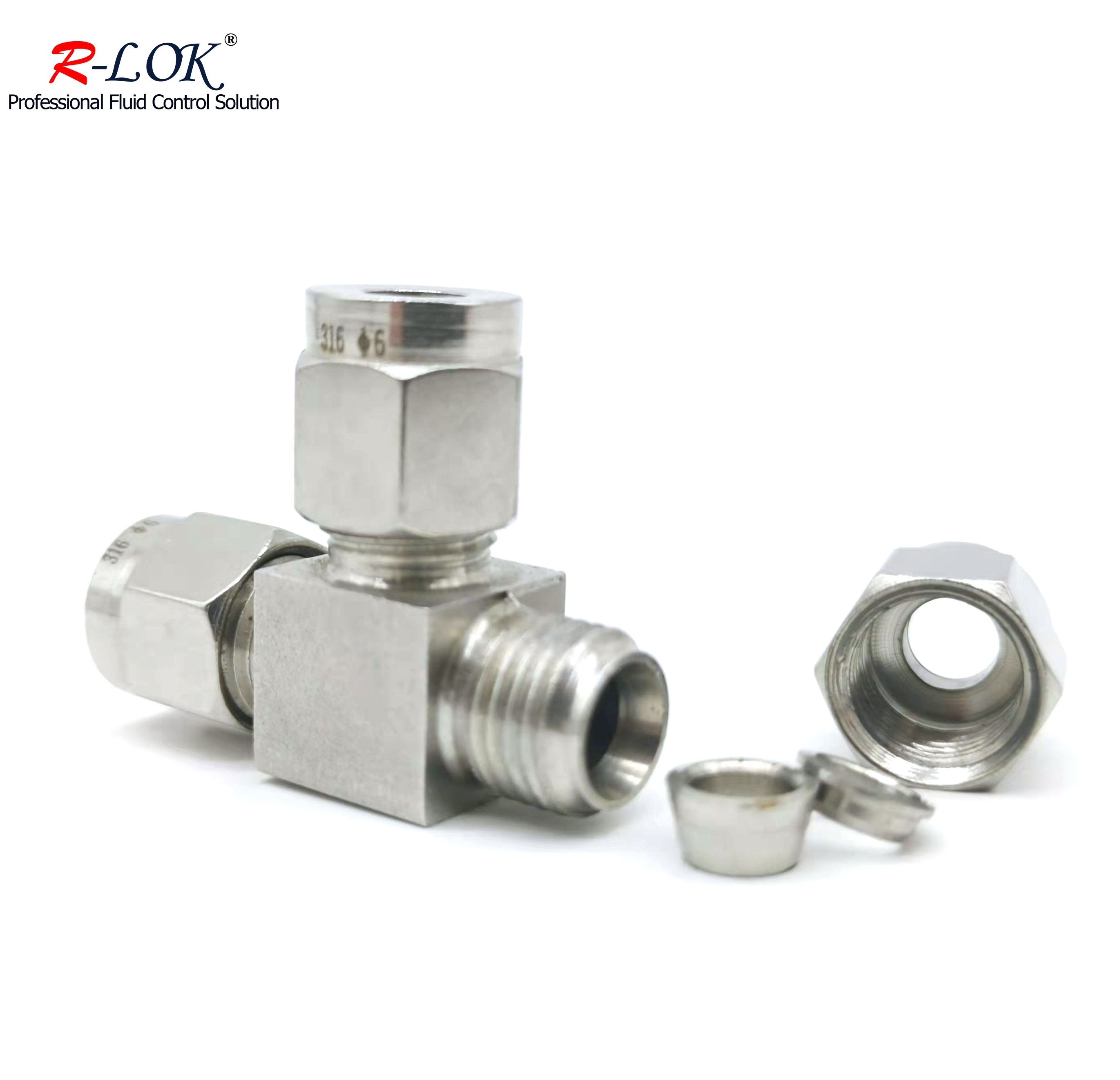 Swagelok Stainless Steel Hydraulic Equal Reducing Union Tee Double Ferrule Three Way Tee for Gas and Oil Instrument Tube Fitting