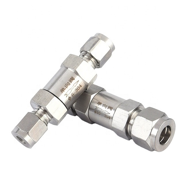 Spring loaded non return valve check 1/2  tubing 1/4 ss304 stop valve one-way instrument stainless steel check valves