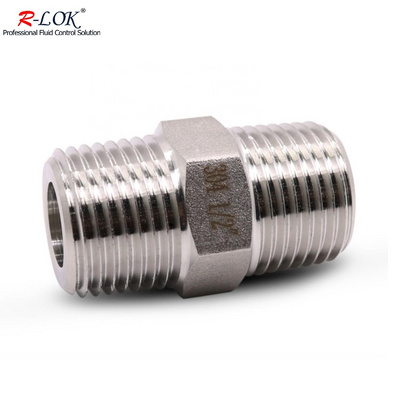 Stainless steel Hex nipple 1/4 NPT threaded hexagonal pipe nipple ferret male pipe brass plumbing threaded pipe fittings nipple