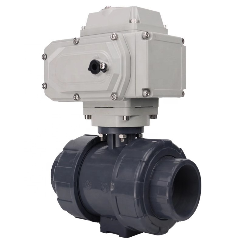 DN50 2 inch 12V DC UPVC PVC 50mm water plastic 2 way motorized ball valve with electric actuator electric pvc ball valve