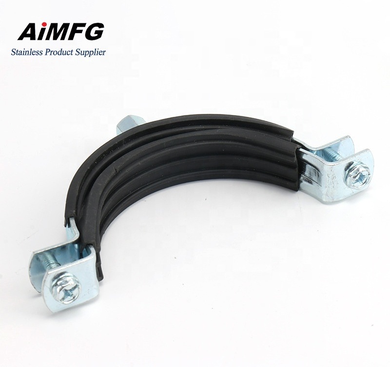 China Clip Clamp Heavy Duty Hanging Pipe Clamps With Epdm Rubber Reinforced Band Zinc-plated Galvanized Hose Tube Clamp