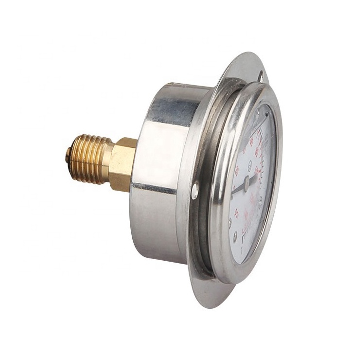 Back Connect Panel Mount Oil Filled Pressure Gauge With Front Flange Stainless Steel Fuel Oil Water Pressure Gauge Gage