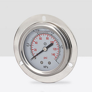 Back Connect Panel Mount Oil Filled Pressure Gauge With Front Flange Stainless Steel Fuel Oil Water Pressure Gauge Gage