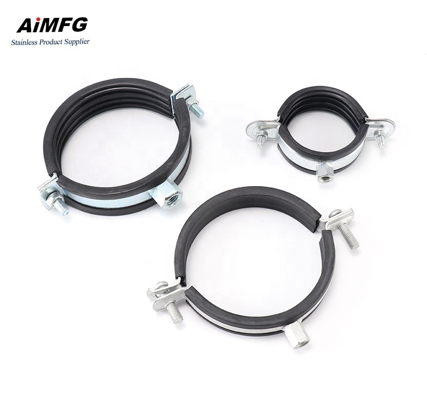 China Clip Clamp Heavy Duty Hanging Pipe Clamps With Epdm Rubber Reinforced Band Zinc-plated Galvanized Hose Tube Clamp