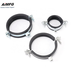 China Clip Clamp Heavy Duty Hanging Pipe Clamps With Epdm Rubber Reinforced Band Zinc-plated Galvanized Hose Tube Clamp