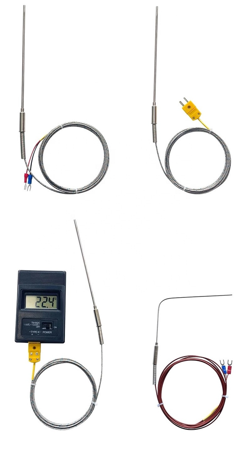 1200c high temperature sensor probe industrial rtd sensor temperature thermocouple K E J PT100 with plug Screw type thermocouple