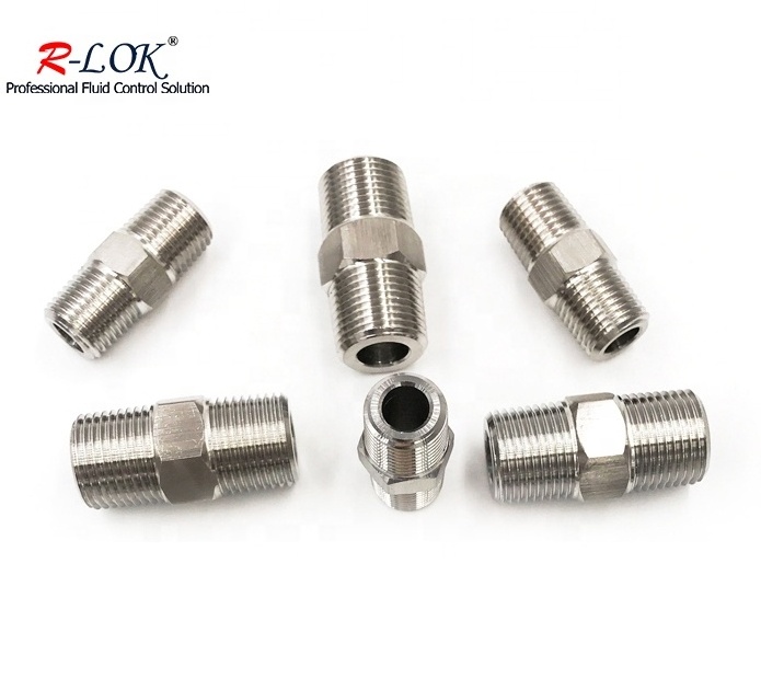 Stainless steel Hex nipple 1/4 NPT threaded hexagonal pipe nipple ferret male pipe brass plumbing threaded pipe fittings nipple