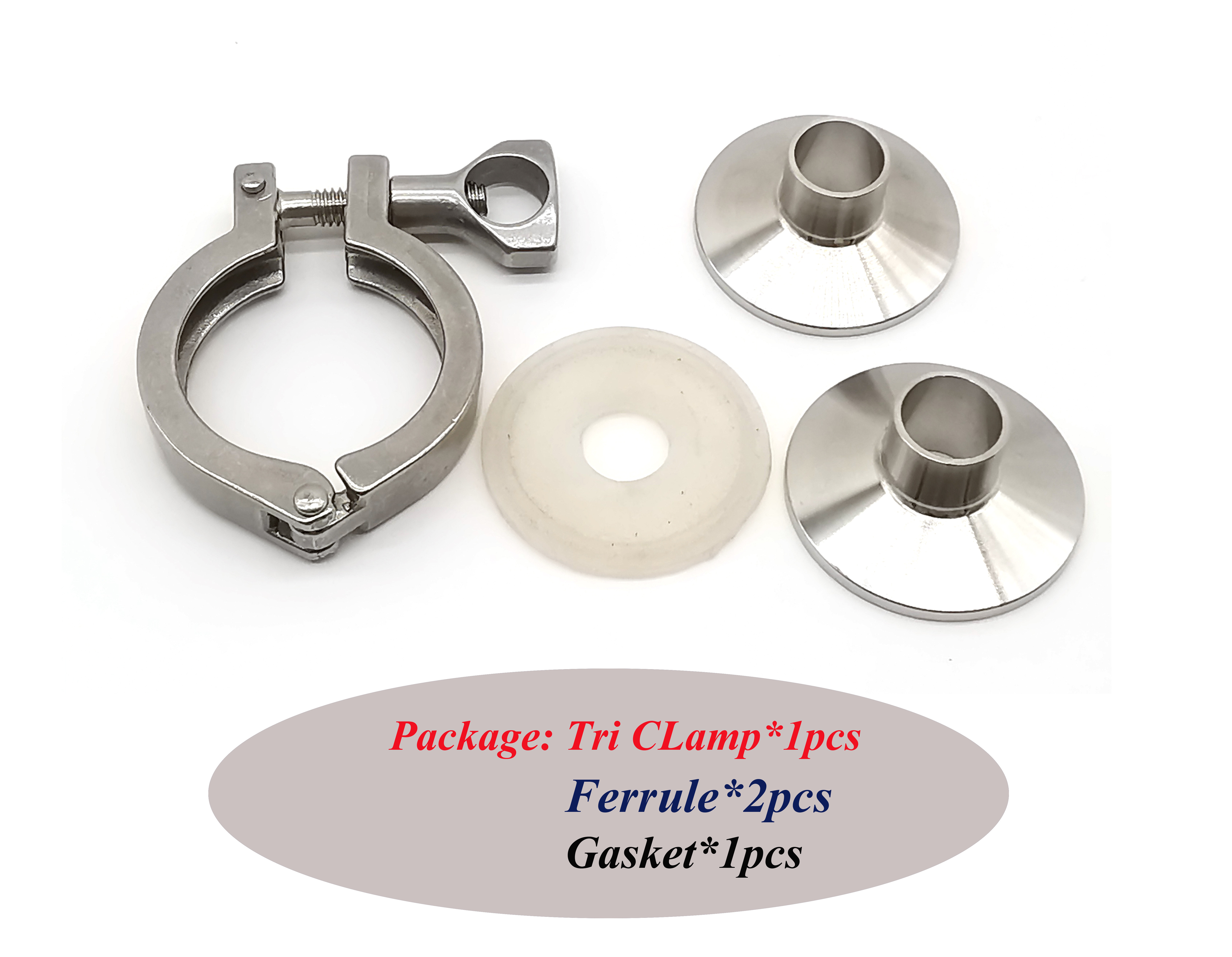 Tri-clamp Triclamp 1.5'' 2'' 1 1/2 Stainless Steel Sanitary Tri Clover Fittings TC Tri Clamp with Ferrule Flange and Gasket