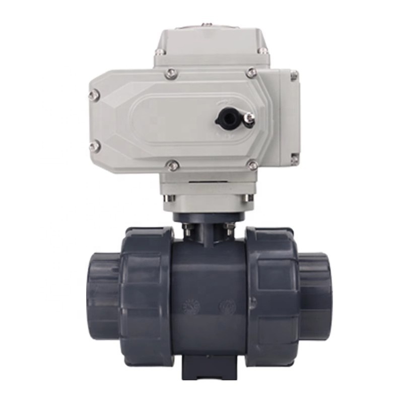 DN50 2 inch 12V DC UPVC PVC 50mm water plastic 2 way motorized ball valve with electric actuator electric pvc ball valve