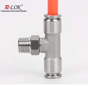 Pneumatic push-in one touch push in connector quick air hose metal fittings 3 way male tee sharkbite tee 1/2fitting push fit