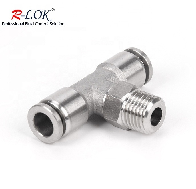 Pneumatic push-in one touch push in connector quick air hose metal fittings 3 way male tee sharkbite tee 1/2fitting push fit