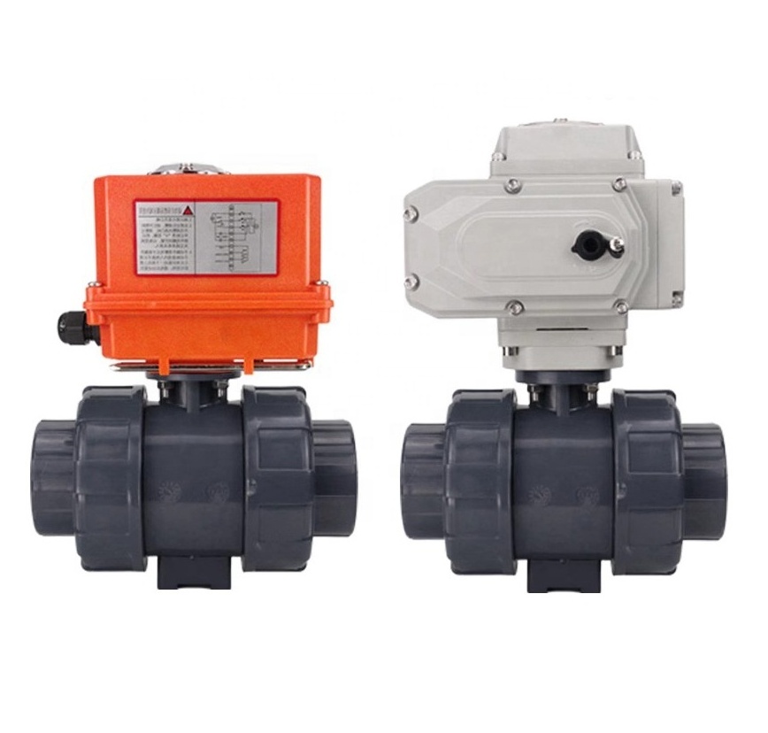 DN50 2 inch 12V DC UPVC PVC 50mm water plastic 2 way motorized ball valve with electric actuator electric pvc ball valve