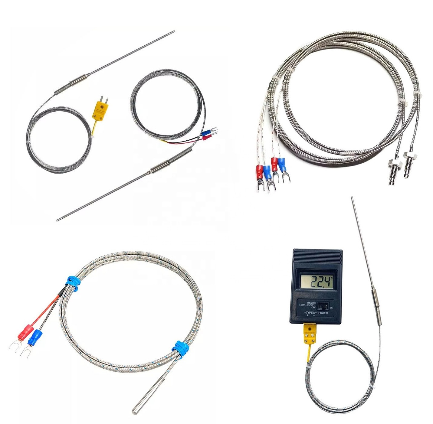 1200c high temperature sensor probe industrial rtd sensor temperature thermocouple K E J PT100 with plug Screw type thermocouple