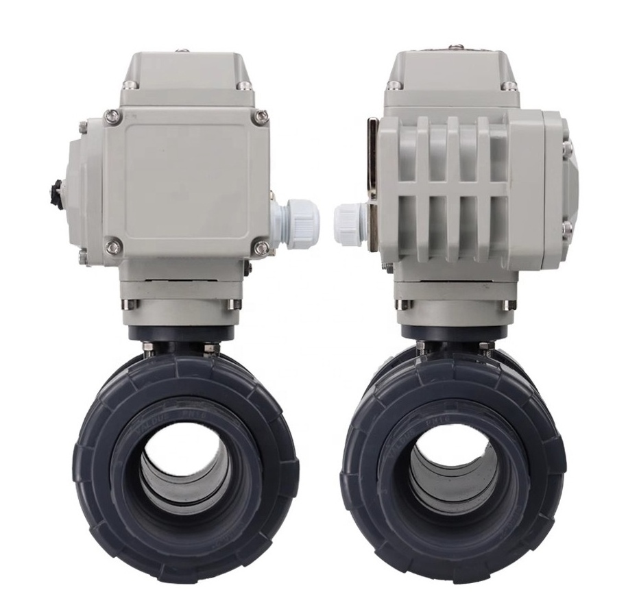 DN50 2 inch 12V DC UPVC PVC 50mm water plastic 2 way motorized ball valve with electric actuator electric pvc ball valve