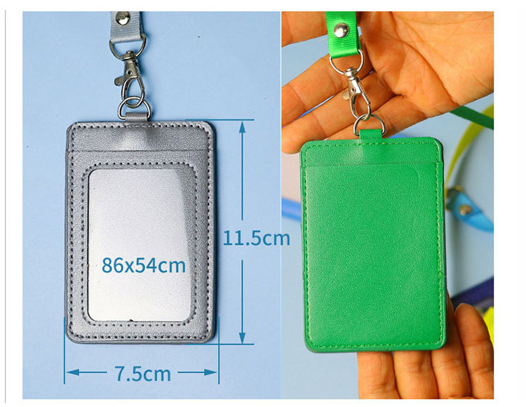 Promotional Gift Badge Holder Sublimation Custom Lanyard Keychain Pu Leather Id Name Business Card Holder