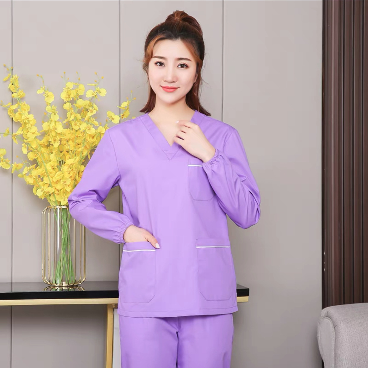 AI-MICH Hand Washing Nurse's Uniform Surgical Gowns Doctor's Suit Short Sleeves Smock Beauty Salon Overalls Summer Model Scrub