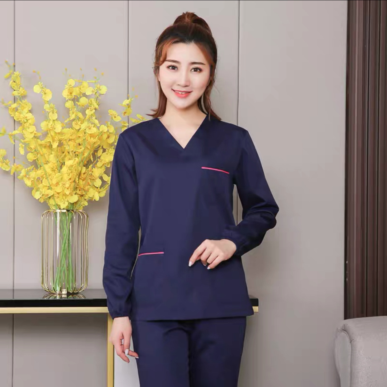 AI-MICH Hand Washing Nurse's Uniform Surgical Gowns Doctor's Suit Short Sleeves Smock Beauty Salon Overalls Summer Model Scrub