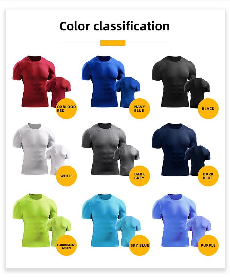 AI-MICH Men Compression Fitness Sports Gym Seamless Shirt Quick Dry Soft Slim Absorb Breathable Custom Gym T-shirt