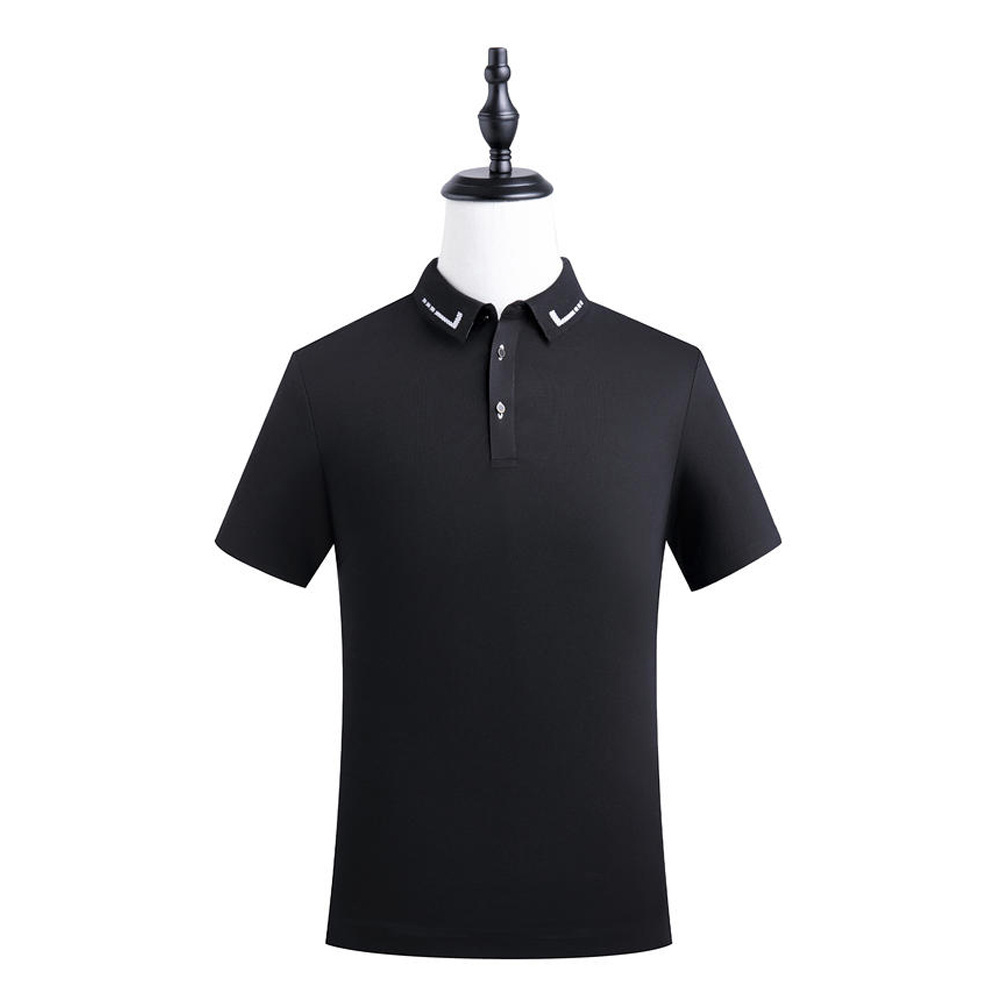 Premium High Quality Luxury Custom Logo Black 92 Polyester 8 Spandex Golf Uniform Polo Shirts For Men Polo