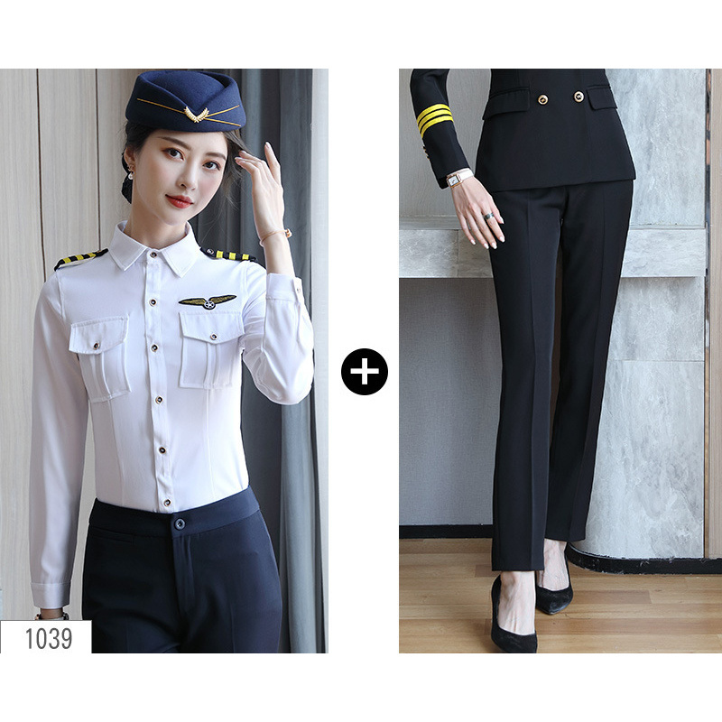 AI-MICH Logo Wholesale Sexy Airline Elegance Coat Hotel Trousers Female Vogue Fabric Polyester Customize Gentleman