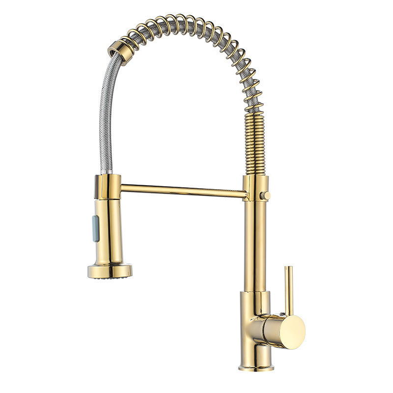 Contemporary Torneira Gourmet Deck Mounted Brushed Gold Spring Kitchen Sink Faucets Multifunction Water Taps