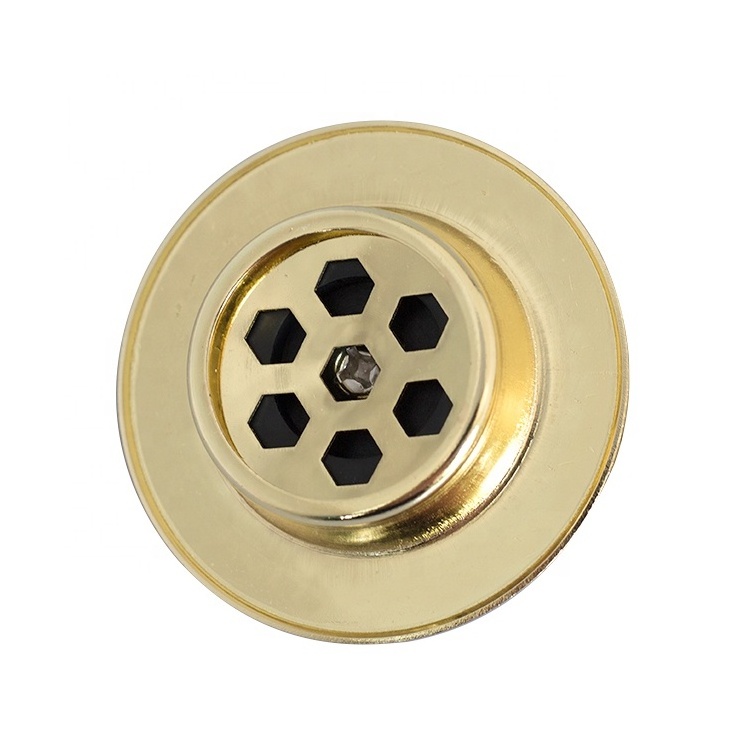 Household Gold Drainage Brass Sink Strainer Plug Drain Filter Stopper Basket Tile Inset Floor Waste Wash Basin Waste