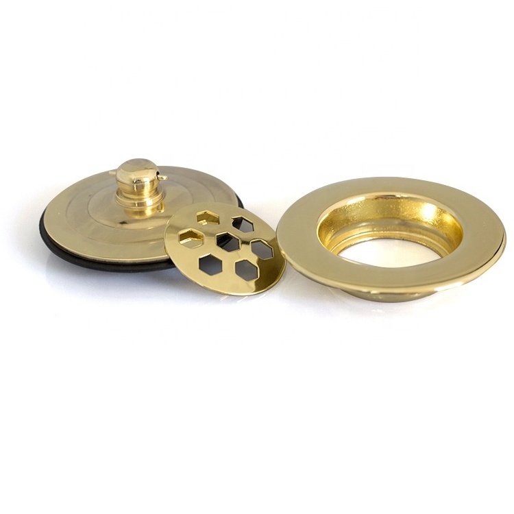 Household Gold Drainage Brass Sink Strainer Plug Drain Filter Stopper Basket Tile Inset Floor Waste Wash Basin Waste