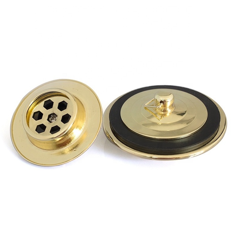 Household Gold Drainage Brass Sink Strainer Plug Drain Filter Stopper Basket Tile Inset Floor Waste Wash Basin Waste