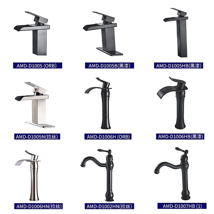 Durable Single Hole Sink Bibcock Hot Cold Water Mixer Tap Wash Basin Faucet Black Sink Waterfall Faucet For Bathroom