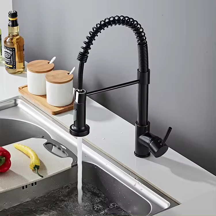 Stainless Steel Matte Black Commercial Restaurant Kitchen Sink Mixer Kitchen Pull Down Faucet With Pull Out Spray