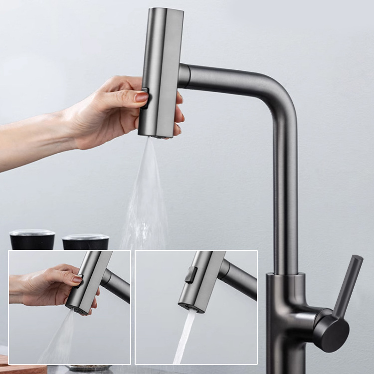 2023 Newest Waterfall Stainless Steel Gun Gray Water Tap Kitchen Sink Faucet Extender Pull Out Bathroom Basin Faucet Mixer Tap