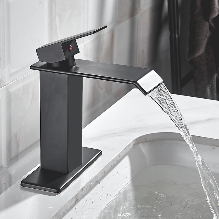 torneira cozinha home Single Handle Matt Black Waterfall Widespread Bathroom Basin Mixer Faucet