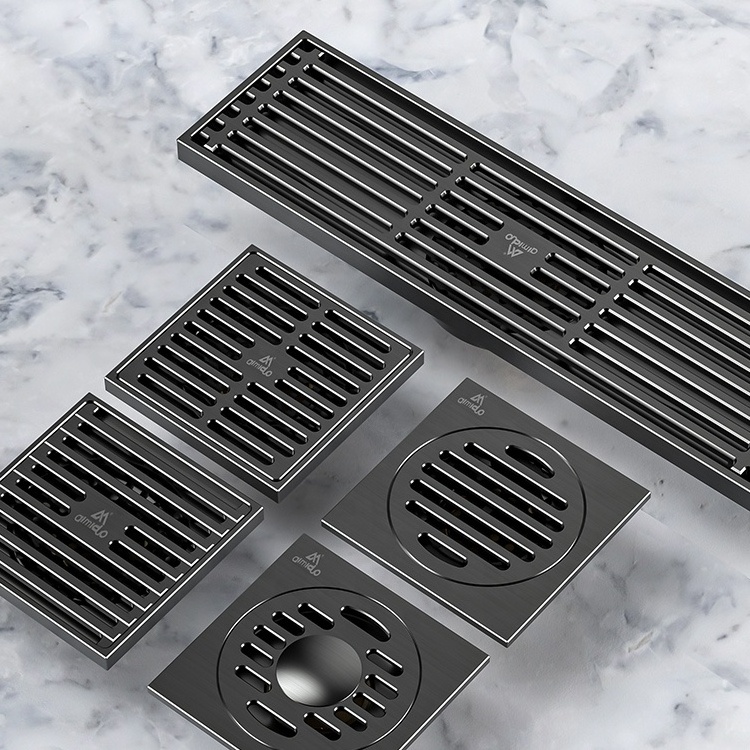 Chinese Factory Gray Brass Hotel Kitchen Anti Odor Tile Insert Grate Sump Floor Drain For Bathroom