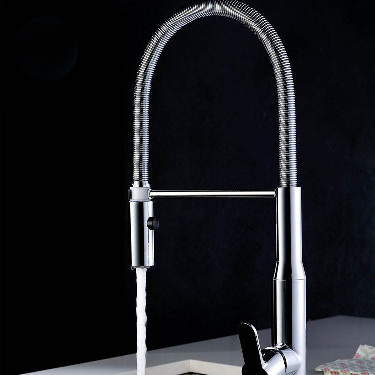 Artistic Brass Faucet High-end Brass Single Lever Spring Kitchen Single Holes Handle Sink Water Faucet