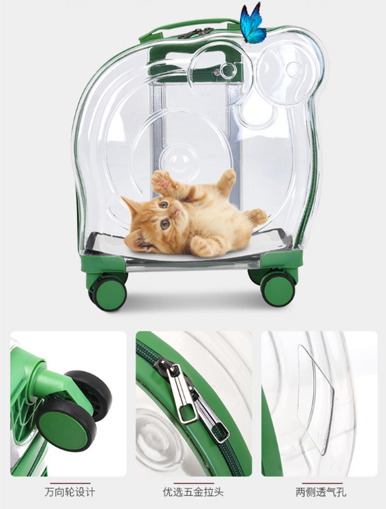 Factory wholesale high quality portable customized pet carrier bag with detachable wheels