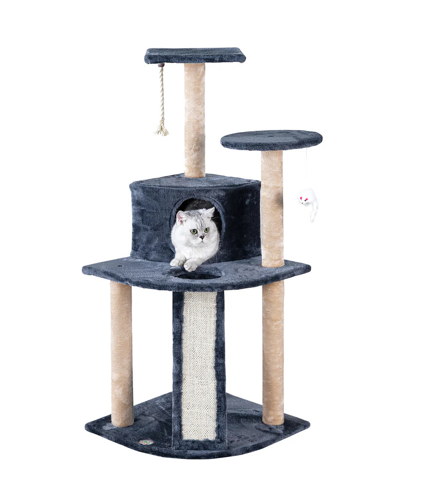 Multi-Tiered Cat Tree Condo with Sisal Scratching Posts Perching Houses Hammock & Baskets Cat Tower Furniture