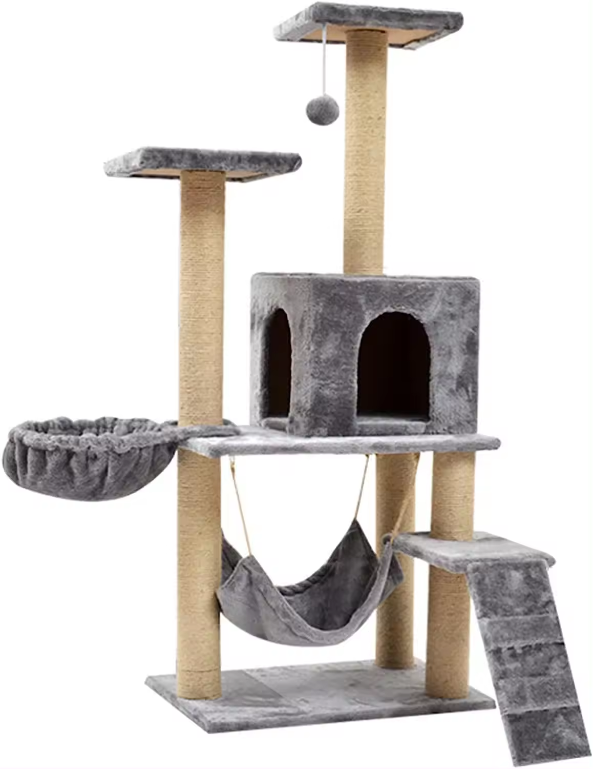 Multi-Tiered Cat Tree Condo with Sisal Scratching Posts Perching Houses Hammock & Baskets Cat Tower Furniture