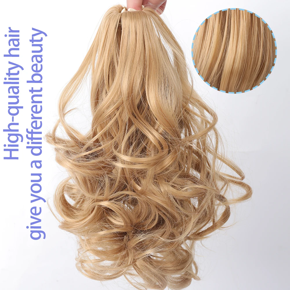 Ponytail Extension,15 Inch Drawstring Ponytail Hair Extensions Short Wavy  Pony Tail Synthetic Hair Pieces for Women