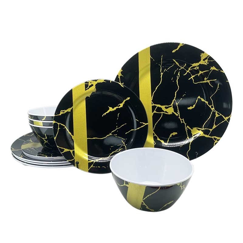 Drop-Resistant Marbled Dinner Plate Melamine Plate Hotel Fashion Melamine Dinner Set Dinnerware Sets