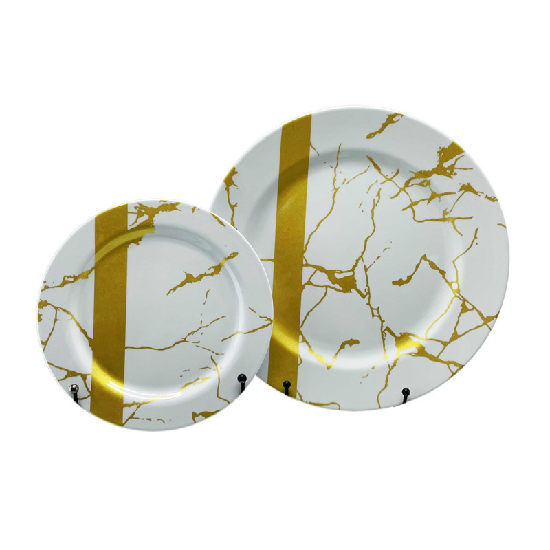 Drop-Resistant Marbled Dinner Plate Melamine Plate Hotel Fashion Melamine Dinner Set Dinnerware Sets